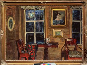 Eski bir evde. Boyama Stanislav Yulianovich Zhukovsky (Zhukovsky) (1873-1944), tuval üzerine yağlı boya by Stanislav Joulianovitch Joukovski