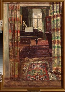 Bir kuyruklu piyano ile iç. Boyama Stanislav Yulianovich Zhukovsky (Zhukovsky) (1873-1944), tuval üzerine yağlı boya by Stanislav Joulianovitch Joukovski
