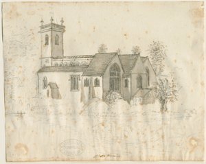 Abbots Bromley Kilisesi : hafif yıkamalı kalem kroki, nd [1762-1802] by Stebbing Shaw