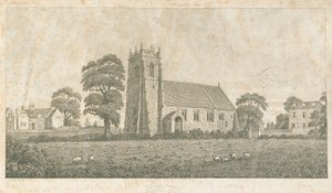 Adbaston Kilisesi: çizgi ve noktalı gravür, nd [c 1800] by Stebbing Shaw