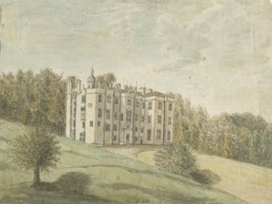 Beaudesert Hall ve Park: sulu boya, nd [1762-1802] by Stebbing Shaw