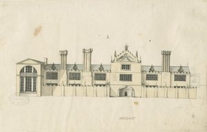 Blithfield Hall: renkli kalem çizimi ve [18. yüzyıl] (çizim) by Stebbing Shaw