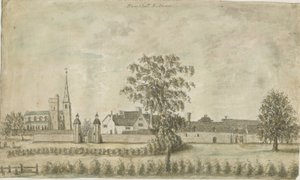 Hamstall Ridware - Kilise ve Malikane: sulu boya, nd [1762-1802] by Stebbing Shaw