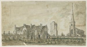 Hamstall Ridware - Kilise ve Malikane: sulu boya, nd [1762-1802] by Stebbing Shaw
