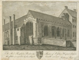 Lichfield - St. John Hastanesi ve Şapeli: gravür, nd [1762-1798] (baskı) by Stebbing Shaw