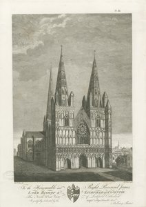 Lichfield Katedrali - Batı Cephesi: gravür, nd [1762-1802] (baskı) by Stebbing Shaw