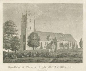Longdon Kilisesi: gravür by Stebbing Shaw