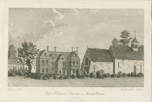 Pipe Ridware Kilisesi ve Malikane: gravür, nd [1762-1798] by Stebbing Shaw