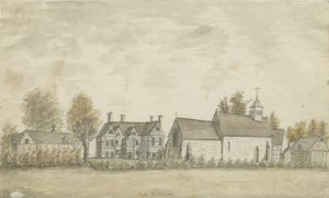 Pipe Ridware Kilisesi ve Malikane: sulu boya boyama, nd [1762-1798] by Stebbing Shaw