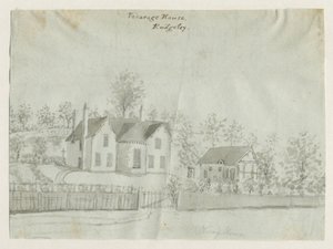 Rugeley Town - Vicarage: sepya yıkama çizimi, nd [1762-1802] (çizim) by Stebbing Shaw