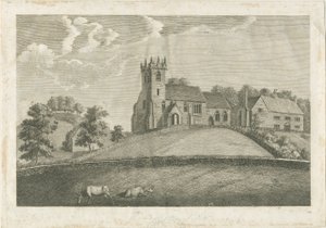 Sandon Kilisesi ve Parsonage: gravür, nd [1797] (baskı) by Stebbing Shaw