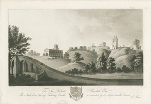 Tutbury Kalesi - Kuzey Doğu Görünümü: aquatint gravür, nd [c 1798] (baskı) by Stebbing Shaw
