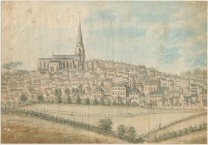 Walsall Town - Kuzey Batı Görünümü: sulu boya ve [c 1798] by Stebbing Shaw