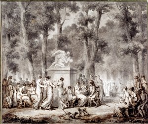 1807 Dünya park çıkışındaki Tuileries terasının görünümü. Çizim Jean Pierre Norblin De La Gourdaine (1745-1830)