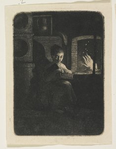 Ateşin Yanında Kitap Okuyan Genç Kız by Stefan Juliusz Norblin de la Gourdaine