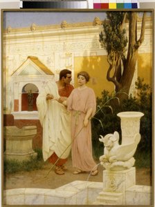 Soru-Cevap (Eski bir Roma sarayının bahçesinde bir çift arasındaki diyalog) - Stepan (Stefan) Vladislavovich Bakalowicz (1857-1947), tuval üzerine yağlı boya