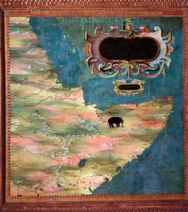 Doğu Afrika (Somali ve Etiyopya) Haritası Stefano Bonsignori (? -1589) İtalyan kozmograf ve ressam tarafından yapılmıştır. 1581 civarında. Floransa, Palazzo Vecchio, Sala del Mappamondo