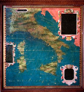 İtalyan kozmograf ve ressam Stefano Bonsignori (? -1589) tarafından yapılan İtalya ve Korsika Kartı. 1581 civarında. Floransa, Palazzo Vecchio, Sala del Mappamondo