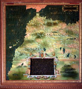 Kuzey Afrika (Fas) ve Cebelitarık Detroit Haritası Stefano Bonsignori (? -1589) İtalyan kozmograf ve ressam tarafından yapılmıştır. 1581 civarında. Floransa, Palazzo Vecchio, Sala del Mappamondo