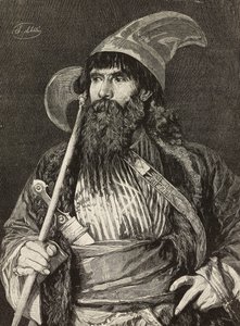 Şeyh tam kıyafetiyle, Stefano Ussi'nin (1822-1901) tablosundan F Gamberoni'nin gravürü, L'Illustrazione Italiana, 16. yıl, sayı 5, 3 Şubat