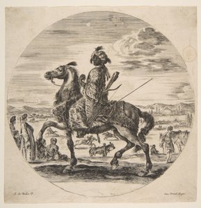 Ortada ayakta ve oturmuş Türkler, yüzü sola dönük, Mağribi bir süvari, bir..., yakl. 1651. by Stefano della Bella