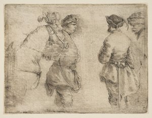 Bir Atı Dizginlerinden Yatıran ve Diğer İki Adamla Konuşan Bir Sırık, yak. 1662. by Stefano della Bella