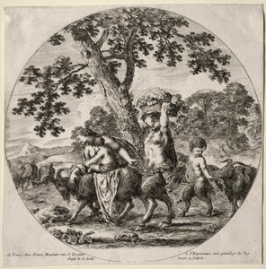 Bir Satyr Ailesi Seyahat Eder. by Stefano della Bella