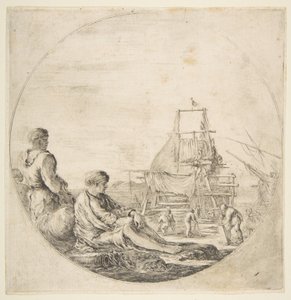Oturan Beyaz Denizci, Ayakta Duran Kara Denizci, yak. 1660. by Stefano della Bella