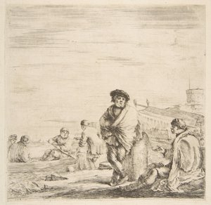 Oturmuş bir Levanten ile konuşan ayakta duran bir denizci, yaklaşık. 1660. by Stefano della Bella