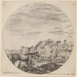 Diocletianus Hamamları ve Uyuyan Çoban, 1646. by Stefano della Bella
