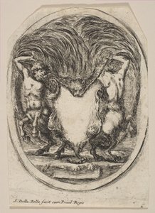 İki Centaur Tarafından Çevrilmiş Bir Kaplan Derisinden Oluşan Kartuş, 1647. by Stefano della Bella