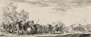 Choc de Cavalrie (döşemiş kağıda gravür) by Stefano della Bella