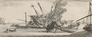 Combat Naval (döşemiş kağıda gravür) by Stefano della Bella