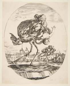 Bir Bebek Taşıyan Ölüm, Beş ölümden Les cinq Morts, ca. 1648. by Stefano della Bella