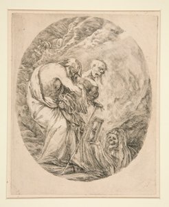 Yaşlı Bir Adamı Gömerken Ölüm by Stefano della Bella