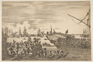 Views of Livorno limanından Livorno Limanında bir kadırganın kalkışı ..., 1654-55. by Stefano della Bella