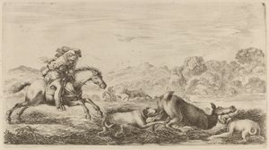 İki Köpeğin Saldırdığı Bir Bataklıkta Doe by Stefano della Bella