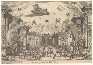Beşinci sahne, Cehennem, Tanrıların evliliğinden Le nozze degli Dei, 1637. by Stefano della Bella