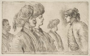 Dört Türk ve Bir Siyah Adam, yak. 1662. by Stefano della Bella