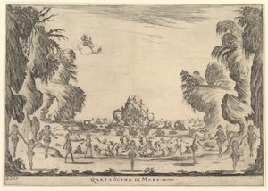 Dördüncü sahne, deniz, Tanrıların evliliğinden Le nozze degli Dei, 1637. by Stefano della Bella