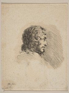 Profildeki genç bir adamın başı, çeşitli portrelerden Recueil de Diverses Pieces S..., ca. 1647. by Stefano della Bella