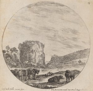 Antik Harabelerle Peyzaj, 1646. by Stefano della Bella