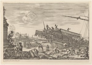 Bir Gemi Yükleme, muhtemelen c. 16541655. by Stefano della Bella