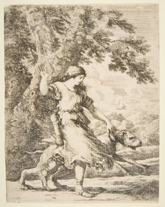 Büyük Bir Köpeği Yakasından Tutan Peri, yak. 1654. by Stefano della Bella