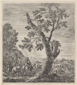Kollarında Bir Çocukla At Sırtında Köylü Kadın, 1656. by Stefano della Bella