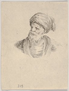 Levha 12: Türbanlı, sola bakan yaşlı bir Türk büstü, Çeşitli ..., 1650.