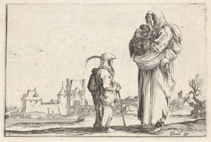 Levha 7: Bir çocuğu sağa taşıyan bir köylü kadın, ayakta duran başka bir çocukla konuşuyor..., yakl. 1642.