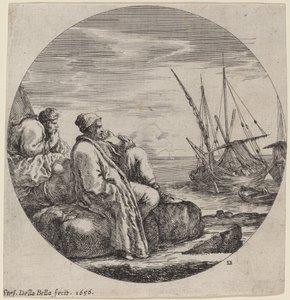 İki Türk Tüccarlı Liman by Stefano della Bella