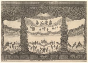Altıncı sahne, gökler, Tanrıların evliliğinden Le nozze degli Dei, 1637. by Stefano della Bella