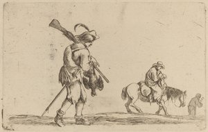 Bir Tavuğu Ayaklarından Tutan Asker by Stefano della Bella
